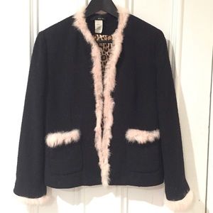 WDNY black jacket with pink faux fur trim.  Sz4